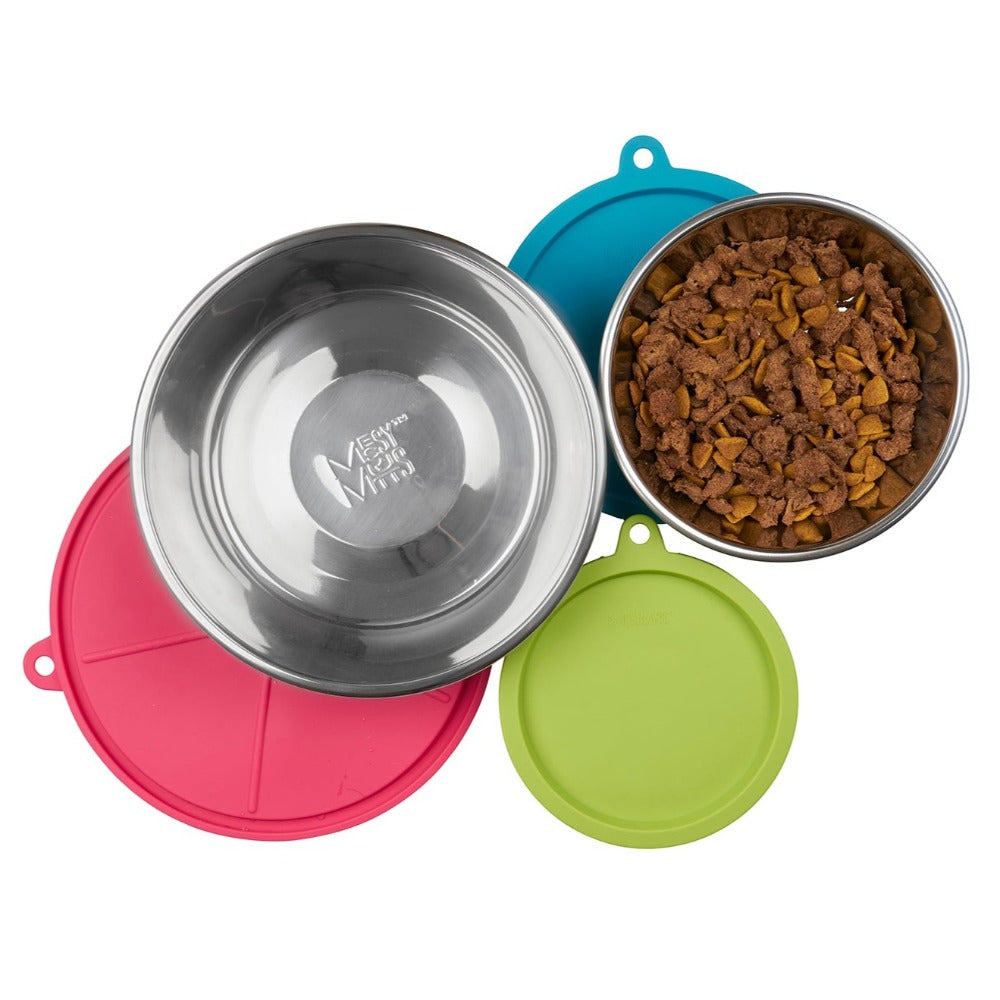 Messy Mutts - 3 Stainless Steel Bowls with 3 Lids (Medium)