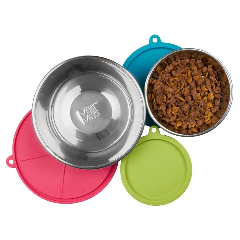 
            
                Load image into Gallery viewer, Messy Mutts - 3 Stainless Steel Bowls with 3 Lids (Large)
            
        