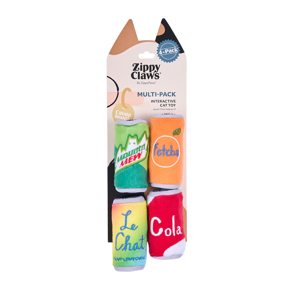 ZippyClaws Cat Toys 4-Pack - Drink Cans