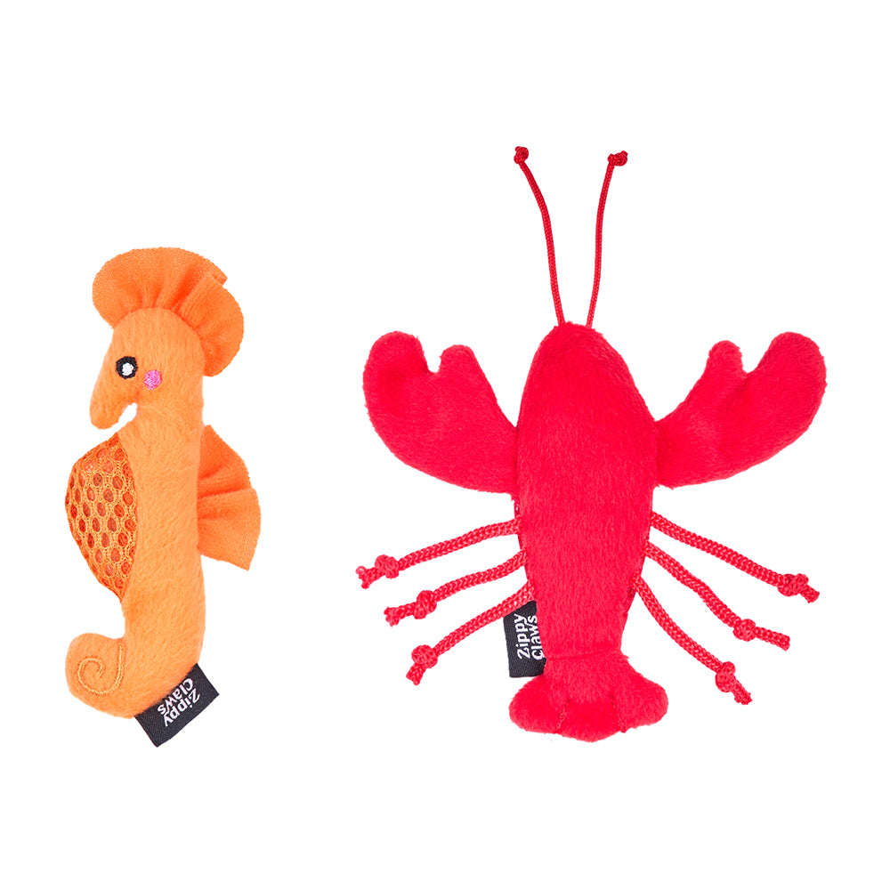ZippyClaws Mesh Mates 2-Pack - Seahorse & Lobster