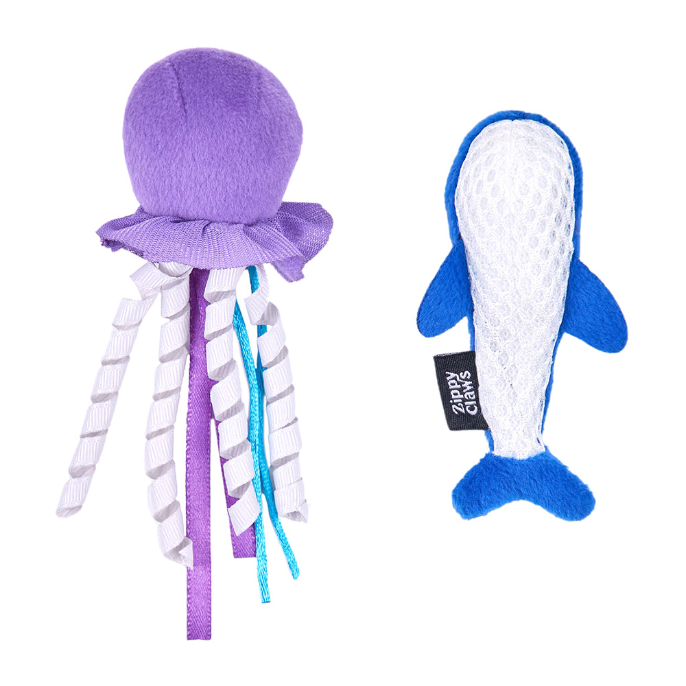 ZippyClaws Mesh Mates 2-Pack - Jellyfish & Whale