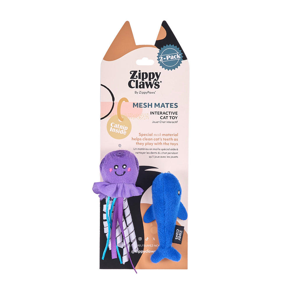 ZippyClaws Mesh Mates 2-Pack - Jellyfish & Whale