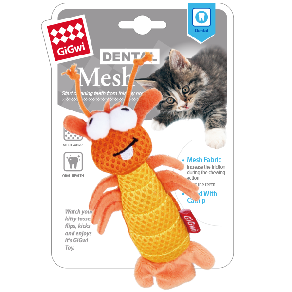 GiGwi Dental Mesh Catnip Cat Toy Shrimp