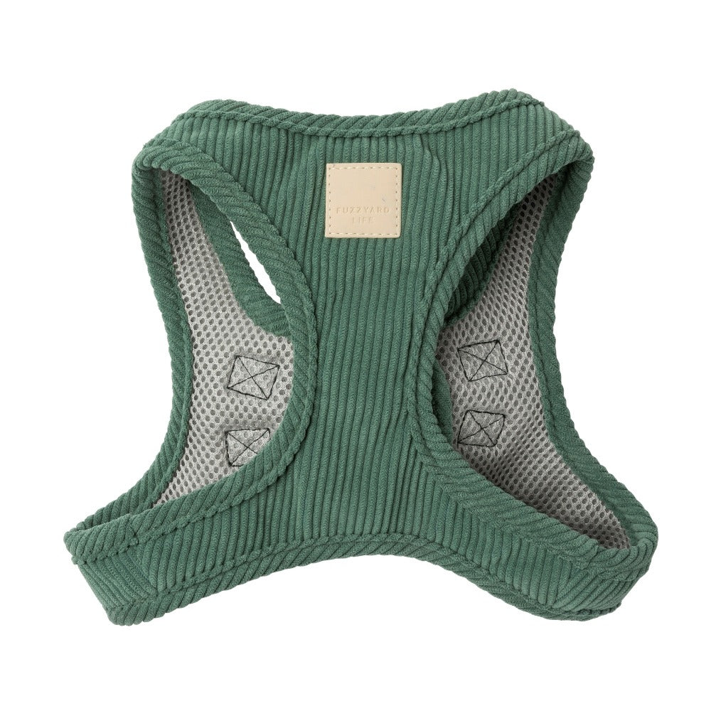 FuzzYard Life Corduroy Step In Harness - Myrtle Green